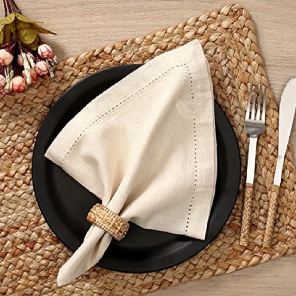 Khaki linen napkins set of 12